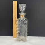 Vintage Glass Circle Square Pattern Label Area Decanter Bottle with Stopper