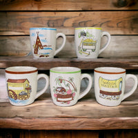 Vintage Mid Century Western Child Kids Mugs Personalize Set of 5