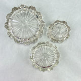 Vintage Hazel Atlas Clear Glass Fluted Round Nesting Ashtrays Set of 3