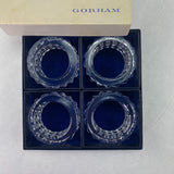 Gorham Fairfax Barware Clear Cut Crystal Napkin Rings Set of 4 with Box