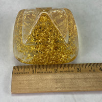 Vintage Goldenflow Studios Hand Blown Glass Pyramid Gold Flake Snow Globe