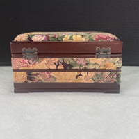 Tapestry Sewing Craft Box Basket with Divided Tray Swing Handle