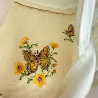 Handmade Cross Stitch Butterfly Pillow Cover Ruffle Edge