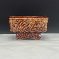 Vintage Tree Trunk Pedestal Planter Brown