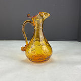 Vintage Amber Glass Embossed Grapes Cruet Pitcher