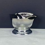Vintage Silver Fade Glass 3 Side Snack Dip Bowl Chrome Base