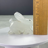 Vintage White Onyx Stone Carved Rabbit Figurine