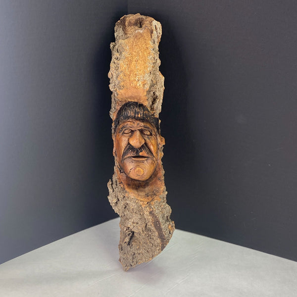 Vintage Hand Carved Tree Spirit Wood Sculpture Face Wall Decor Rezac Nebraska