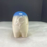 Vintage Smash Break Open Ceramic Piggy Bank Blue White