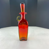 Vintage Tangerine Amberina Art Glass Decanter Barware Bottle