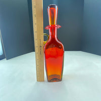 Vintage Tangerine Amberina Art Glass Decanter Barware Bottle