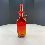 Vintage Tangerine Amberina Art Glass Decanter Barware Bottle