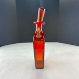 Vintage Tangerine Amberina Art Glass Decanter Barware Bottle