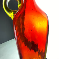 Vintage Tangerine Amberina Art Glass Decanter Barware Bottle