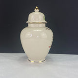 Vintage Ivory Ginger Jar Floral Mums Gold Gilt Japan