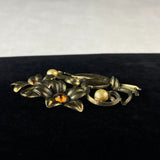 Vintage Little Nemo Flower Rhinestone Faux Pearl Brooch Pin