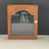 Vintage Hand Crafted Wood Curio Cabinet Wall Mount Boat Design