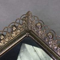Vintage Metal Filigree Rectangle Mirror Vanity Tray