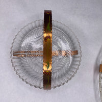 Painted Copper Metal Handled Glass Tray Set of 2