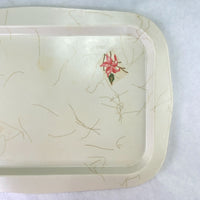 Vintage Plastic Serving Tray Gold Threads Pink Flowers