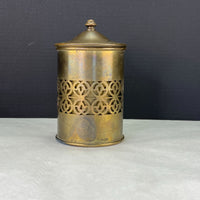 Vintage Bradley Hubbard Humidor Tobacco Jar Cylinder Filigree Brass