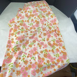 Vintage Perma Prest Pink Orange Flower Full Bed Fitted Flat Sheets Pillow Case