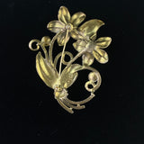 Vintage Little Nemo Flower Rhinestone Faux Pearl Brooch Pin