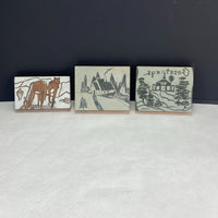 Linoleum Wood Print Block  Lot of 3 American Crayon Company and Other