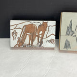 Linoleum Wood Print Block  Lot of 3 American Crayon Company and Other