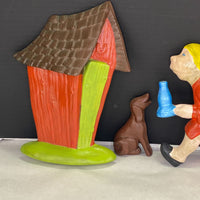 Vintage Arnels Chalkware Race to the Outhouse Retro Wall Décor