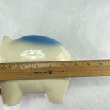 Vintage Smash Break Open Ceramic Piggy Bank Blue White