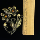 Vintage Little Nemo Flower Rhinestone Faux Pearl Brooch Pin