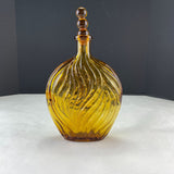 Vintage Kreiss Italy Liquor Decanter Amber Glass Flat Wavy Barware Bottle