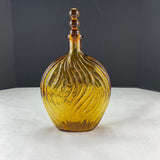 Vintage Kreiss Italy Liquor Decanter Amber Glass Flat Wavy Barware Bottle