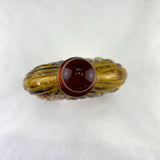 Vintage Kreiss Italy Liquor Decanter Amber Glass Flat Wavy Barware Bottle