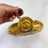 Vintage Kreiss Italy Liquor Decanter Amber Glass Flat Wavy Barware Bottle