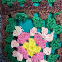 Vintage Granny Square Afghan Blanket with 2 15" Pillows Throw measures approximately 44" x 57"