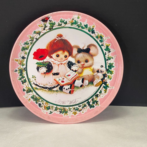 Enesco 1983 Barbi Sargent Pink Decorative Pretend Play Tray Poppyseed & Mouse