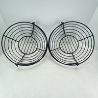 Black Metal Wire Fruit or Egg Baskets Swing Handle 11.5" Set of 2