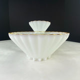 Vintage Anchor Hocking Milk Glass Gold Trim Chip & Dip Bowl Set