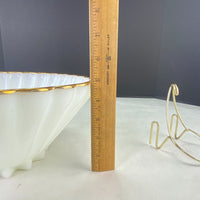 Vintage Anchor Hocking Milk Glass Gold Trim Chip & Dip Bowl Set