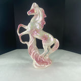 Vintage Marcia of California Pottery Pearlized Pink & White Ceramic Rearing Horse Figurine