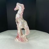 Vintage Marcia of California Pottery Pearlized Pink & White Ceramic Rearing Horse Figurine