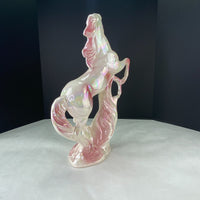 Vintage Marcia of California Pottery Pearlized Pink & White Ceramic Rearing Horse Figurine