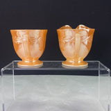 Vintage Fire King Peach Luster Laurel Leaf Creamer Sugar Set