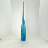 Blown Art Glass Spire Bottle Vase Sculpture Blue Black Stripe