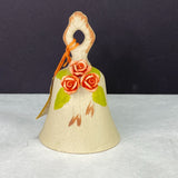 Flambro Bisque Porcelain Orange Roses Raised Flowers Bell with Tag