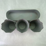 3 Metal Planters Scalloped Edge with Tray