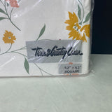 Vintage Town & Country Linen Flannel Back Floral Tablecloth 52" Square NIB NEW