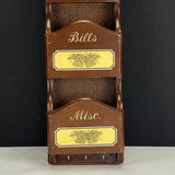 Vintage Retro Wood Wall Mount Letters Bills Misc Organizer Key Hook